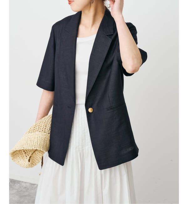 Spick and Span「《セットアップ可》ライトドライクロスシングルブレストジャケット」|テーラードジャケット|