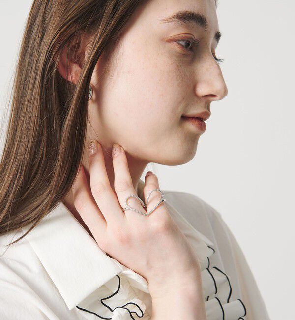 UNITED ARROWS「パヴェハート ダブルリング」|リング|SILVER