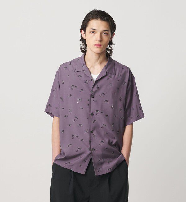 MONKEY TIME「フラワー プリント オープンカラー シャツ」|シャツ・ブラウス|PURPLE