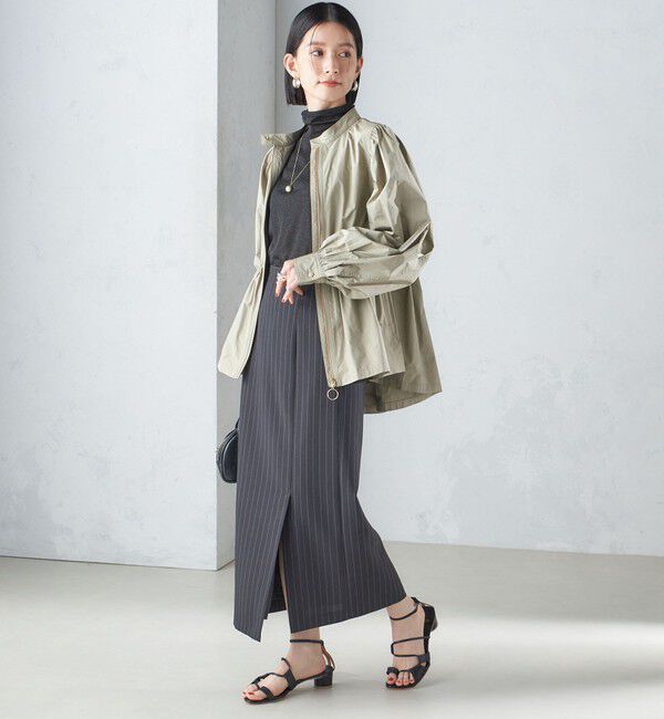 SHIPS for women「〈手洗い可能〉ベルト付 ストライプ タイト スカート 24SS ◇」|タイト|