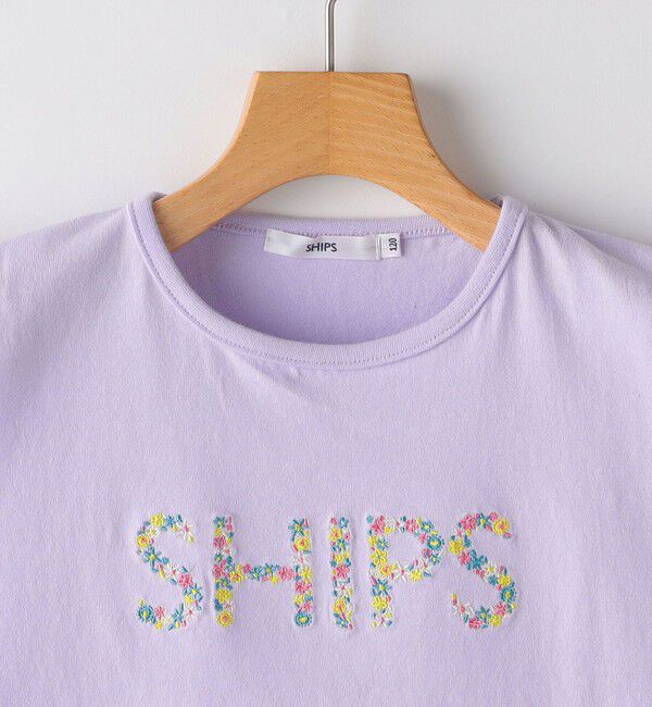 SHIPS KIDS「SHIPS KIDS:100～130cm / ガーリー 刺繍 ロゴ TEE」|Tシャツ・カットソー|