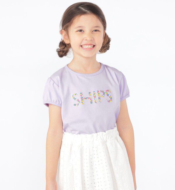 SHIPS KIDS「SHIPS KIDS:100～130cm / ガーリー 刺繍 ロゴ TEE」|Tシャツ・カットソー|