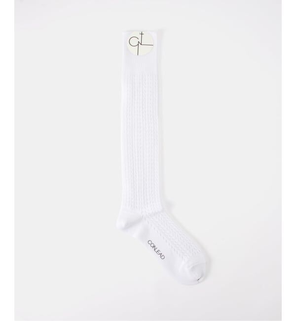  「CONLEAD LACE LONG 24S001A：靴下」|ソックス|ホワイト
