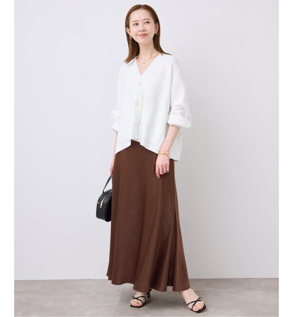 SLOBE IENA「《WEB限定カラー有り/追加》グロッシーサテンフレアスカート」|スカート|