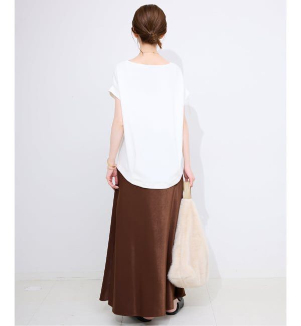 SLOBE IENA「《WEB限定カラー有り/追加》グロッシーサテンフレアスカート」|スカート|