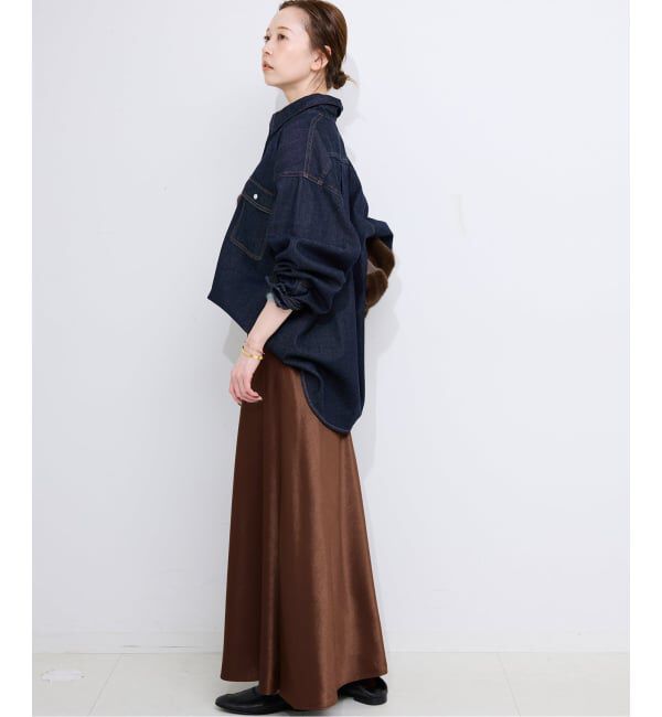 SLOBE IENA「《WEB限定カラー有り/追加》グロッシーサテンフレアスカート」|スカート|