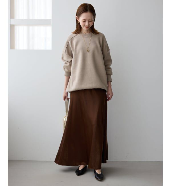 SLOBE IENA「《WEB限定カラー有り/追加》グロッシーサテンフレアスカート」|スカート|