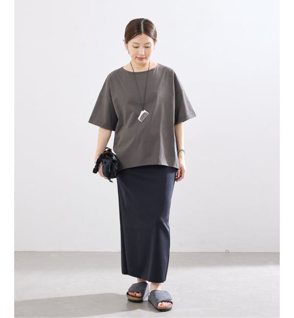 IENA「《接触冷感》ボートネック オーバーサイズフォルムTシャツ」|Tシャツ・カットソー|