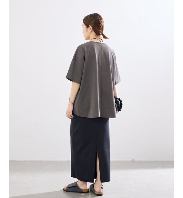 IENA「《接触冷感》ボートネック オーバーサイズフォルムTシャツ」|Tシャツ・カットソー|