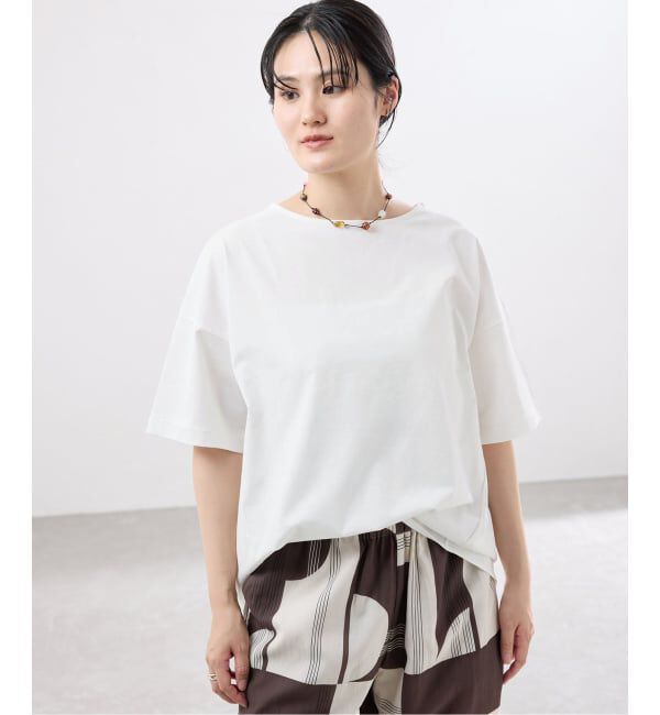 IENA「《接触冷感》ボートネック オーバーサイズフォルムTシャツ」|Tシャツ・カットソー|