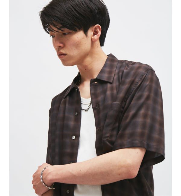 JOURNAL STANDARD「キュプラ オンブレ チェック レギュラー シャツ」|シャツ・ブラウス|ブラウン