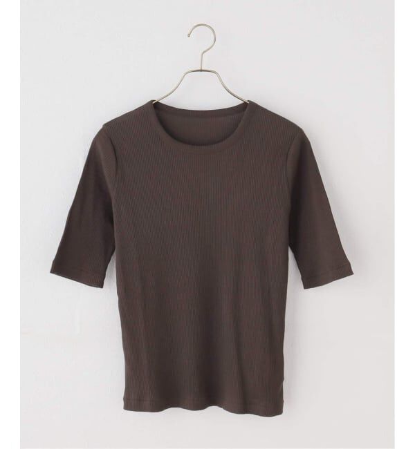Spick and Span「コットンシルケットリブハーフスリーブプルオーバー」|Tシャツ・カットソー|