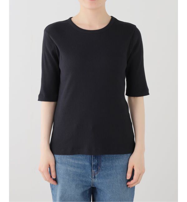 Spick and Span「コットンシルケットリブハーフスリーブプルオーバー」|Tシャツ・カットソー|