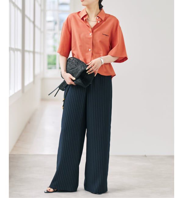 Spick and Span「リネンブレンドロゴ刺繍ショートシャツ」|シャツ・ブラウス|