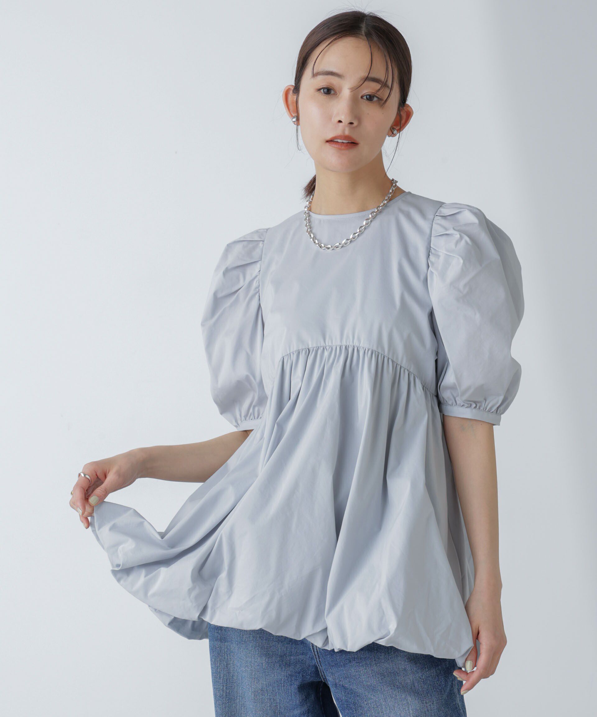 nano･universe「「星玲奈&times;NANO universe」タックスリーブバルーンブラウス」|シャツ・ブラウス|
