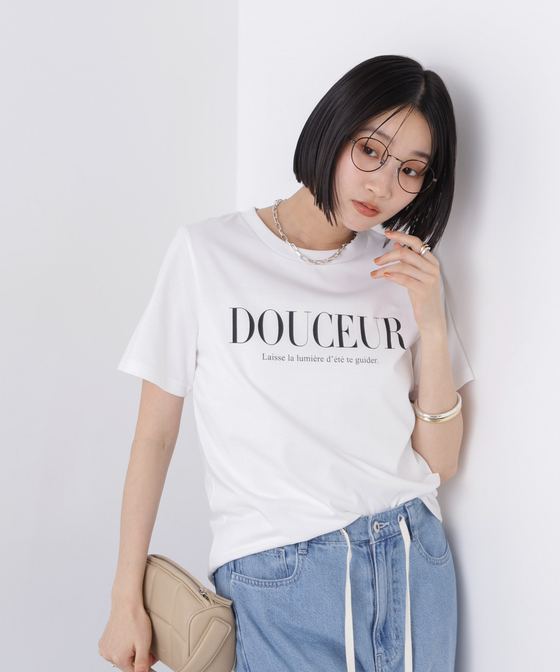 nano･universe「接触冷感&紫外線防止機能 ロゴプリントTシャツ」|Tシャツ・カットソー|ホワイト