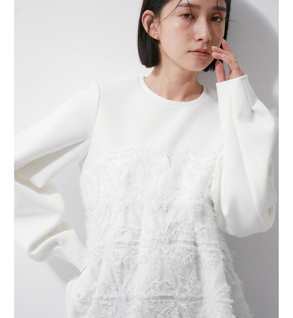 ADAM ET ROPE'「【追加】・【サステナブル】ジャカードビスチェコンビプルオーバー」|Tシャツ・カットソー|
