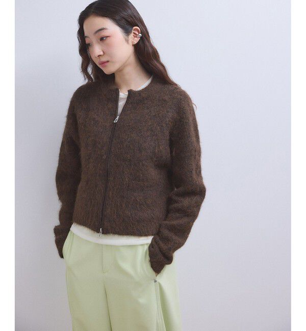 ADAM ET ROPE'「【WEB限定】フラッフィージップショートカーディガン」|カーディガン|
