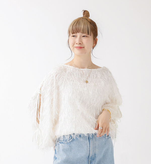 Rouge vif「フェザージャガードスリーブリボンブラウス」|シャツ・ブラウス|