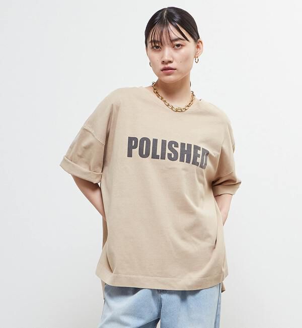 SOFFITTO「【定番型】ロゴプリント製品染ビックTシャツ」|Tシャツ・カットソー|ベージュ