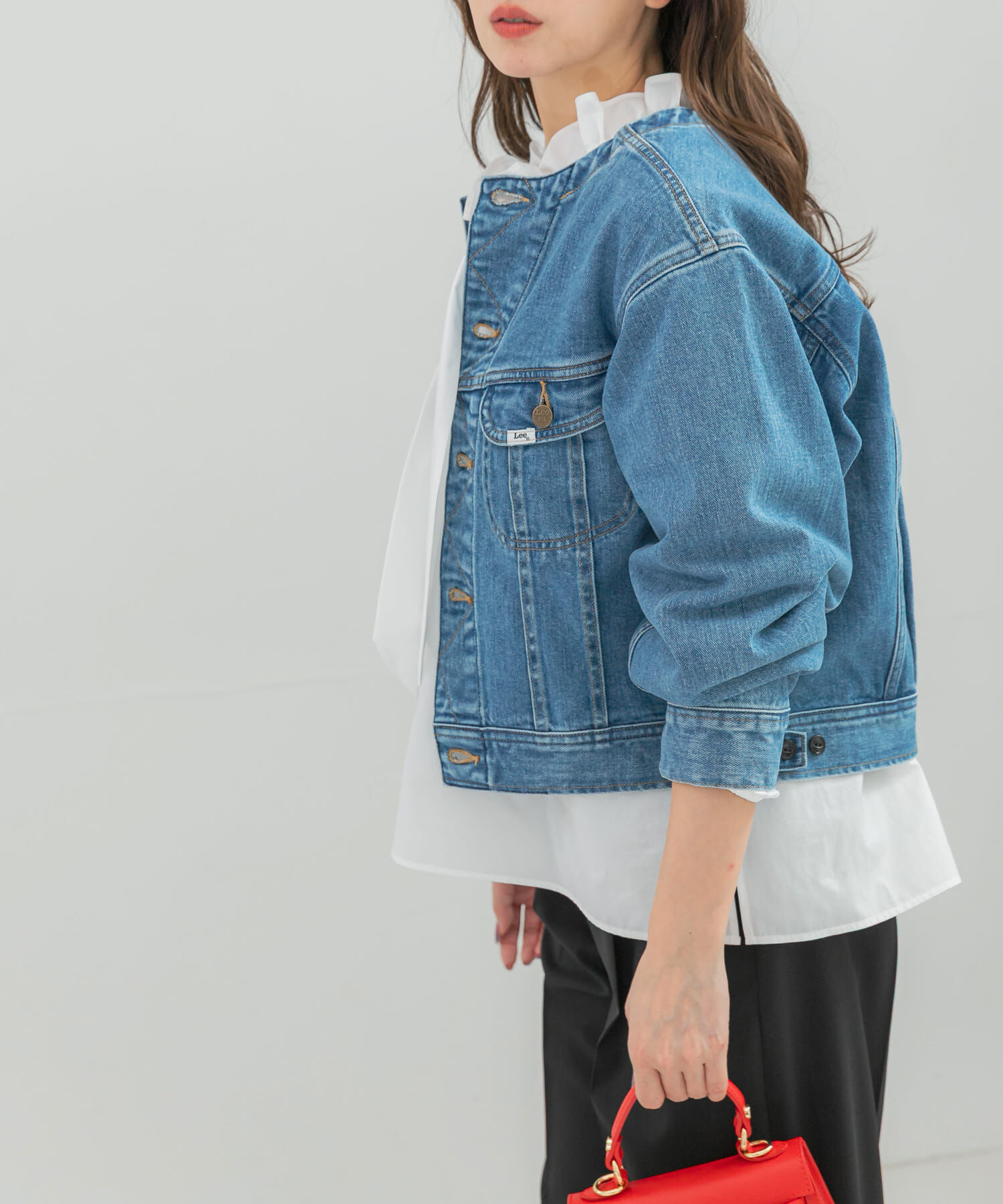 URBAN RESEARCH ROSSO「『別注』Lee101&times;ROSSO　NOCOLLAR SHORT JACKET」|デニムジャケット|