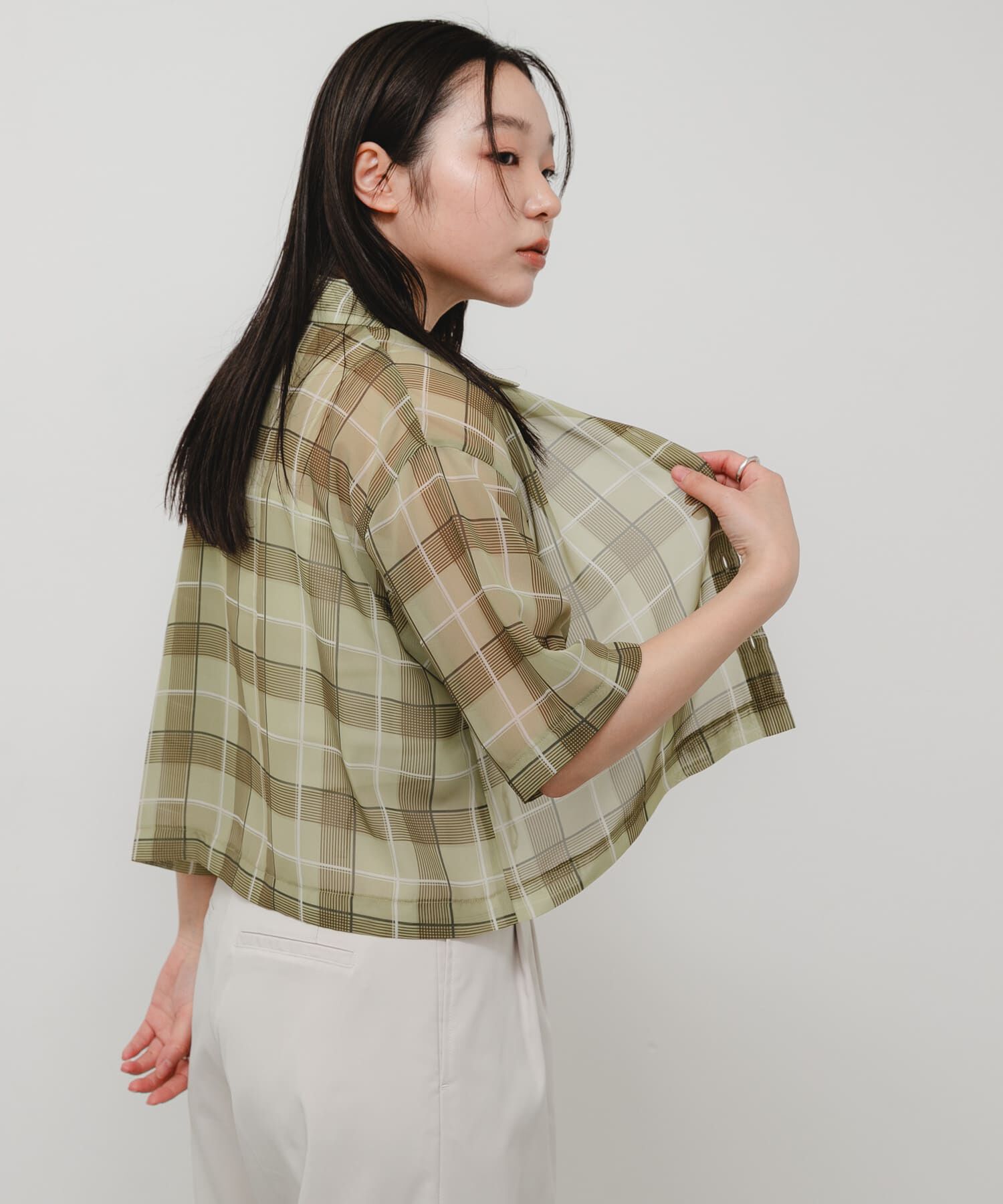 SENSE OF PLACE by URBAN RESEARCH「シアーチェックシャツ(5分袖)」|シャツ・ブラウス|