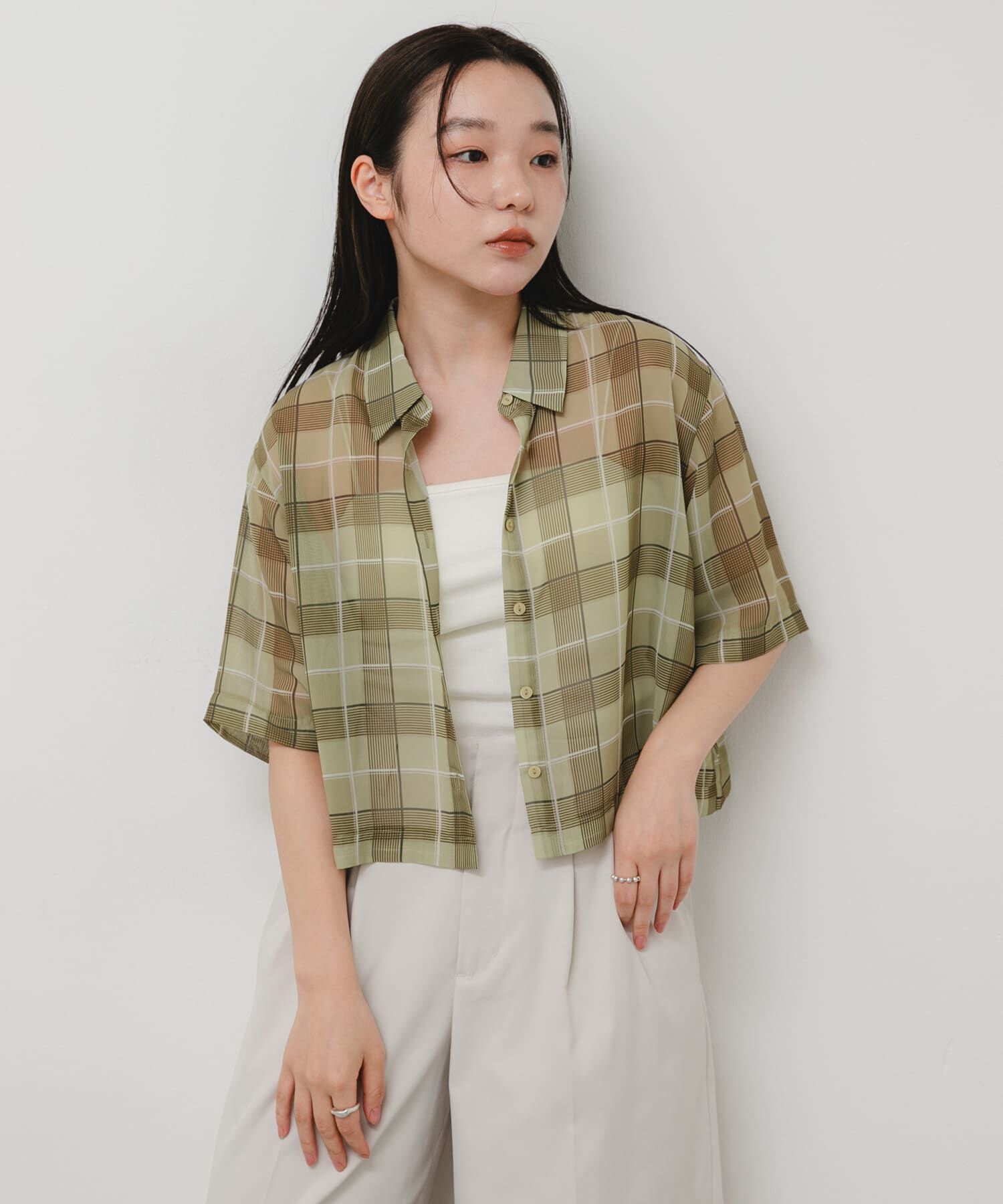 SENSE OF PLACE by URBAN RESEARCH「シアーチェックシャツ(5分袖)」|シャツ・ブラウス|