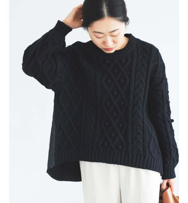 le.coeur blanc「TORRAZZO DONNAケーブル&times;布帛トップス」|ニット・セーター|