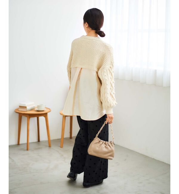 le.coeur blanc「TORRAZZO DONNAケーブル&times;布帛トップス」|ニット・セーター|