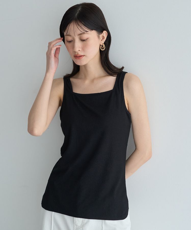 YECCA VECCA「2wayスクエアリブタンクトップ」|キャミソール|Black