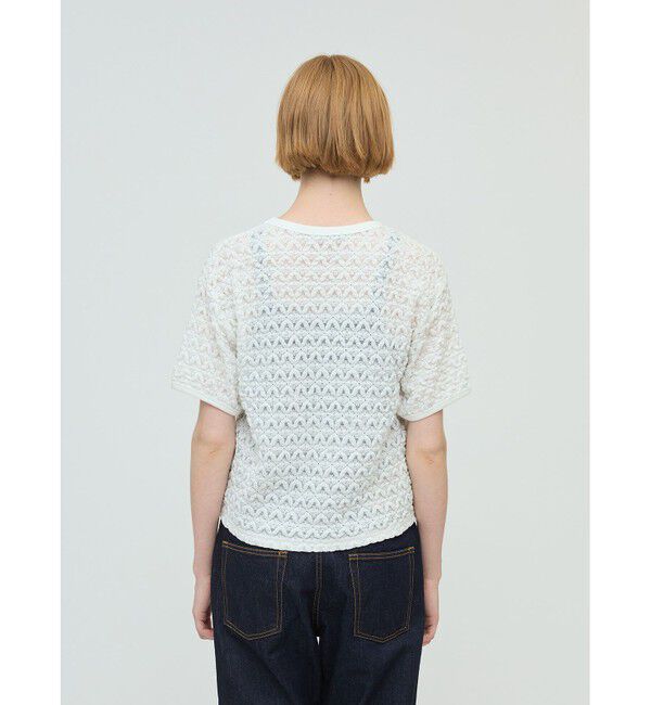 mizuiro ind「mizuiro ind ストレッチレースクルーネックTシャツ」|Tシャツ・カットソー|