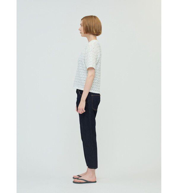 mizuiro ind「mizuiro ind ストレッチレースクルーネックTシャツ」|Tシャツ・カットソー|