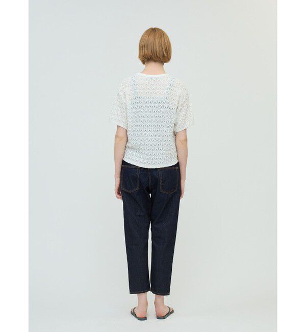 mizuiro ind「mizuiro ind ストレッチレースクルーネックTシャツ」|Tシャツ・カットソー|