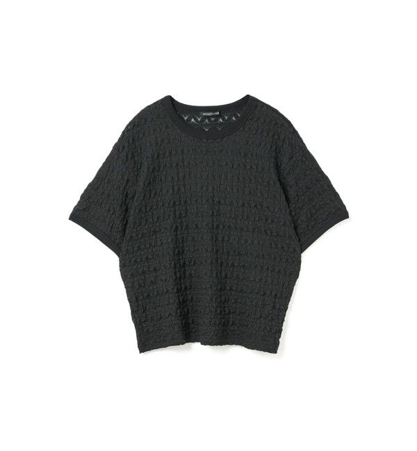 mizuiro ind「mizuiro ind ストレッチレースクルーネックTシャツ」|Tシャツ・カットソー|ブラック