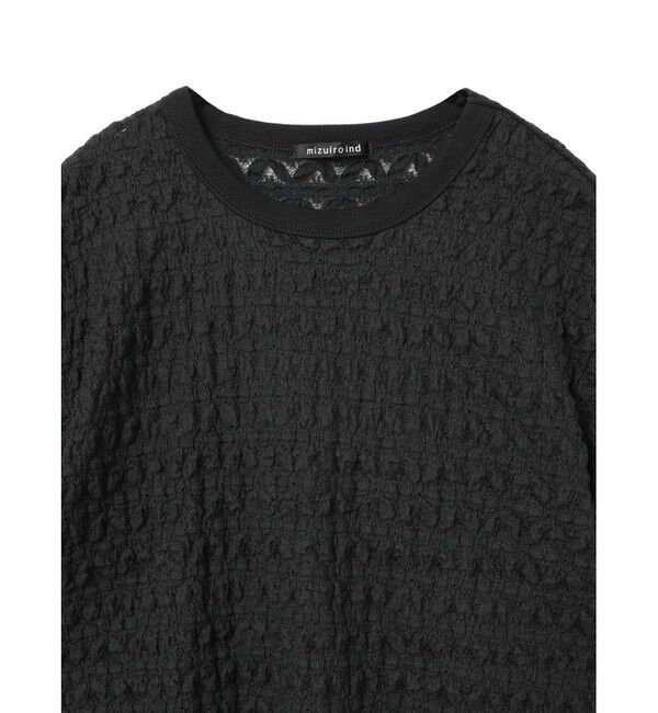 mizuiro ind「mizuiro ind ストレッチレースクルーネックTシャツ」|Tシャツ・カットソー|