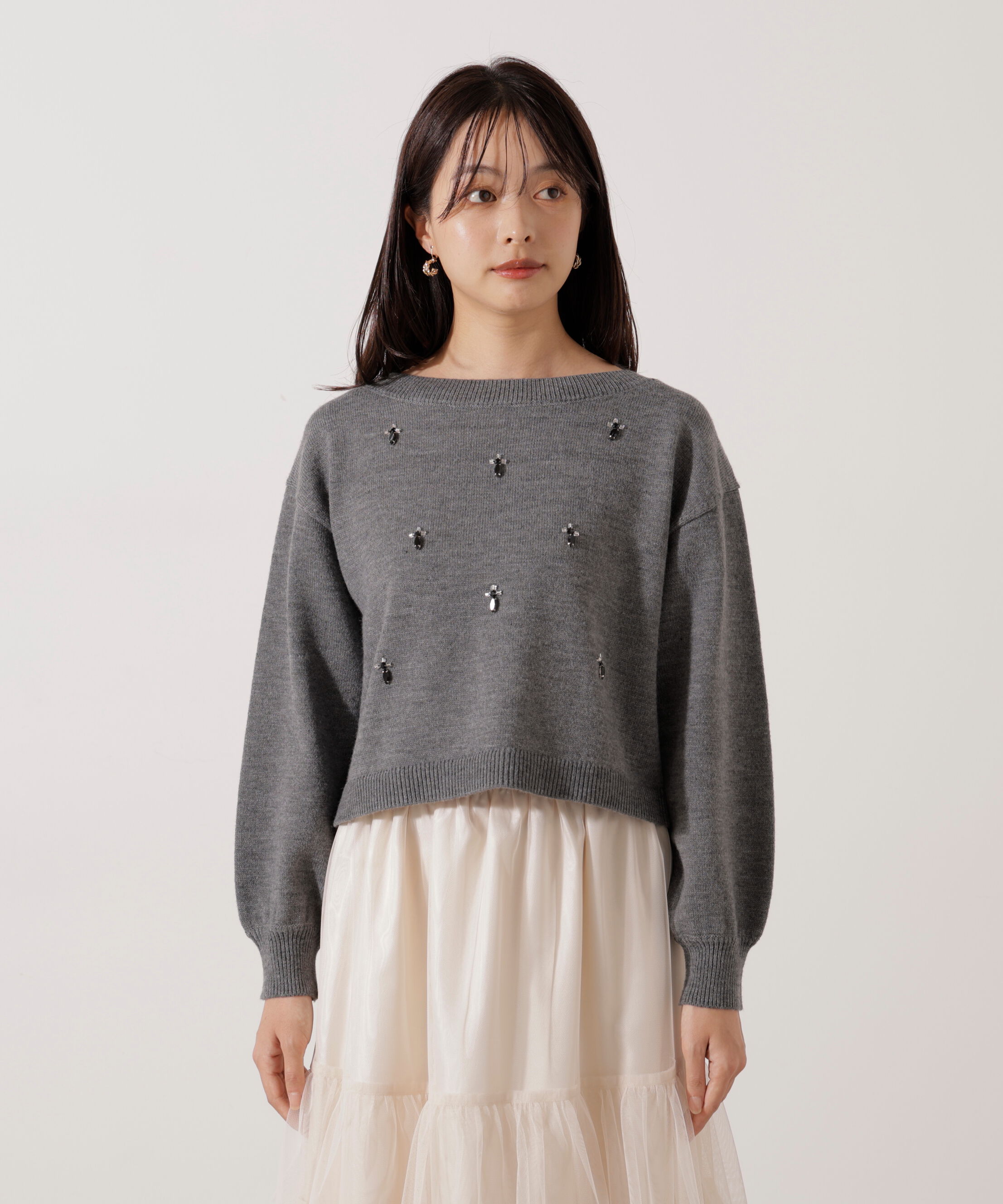 PROPORTION BODY DRESSING「ビジュー付きボックスニット」|ニット・セーター|