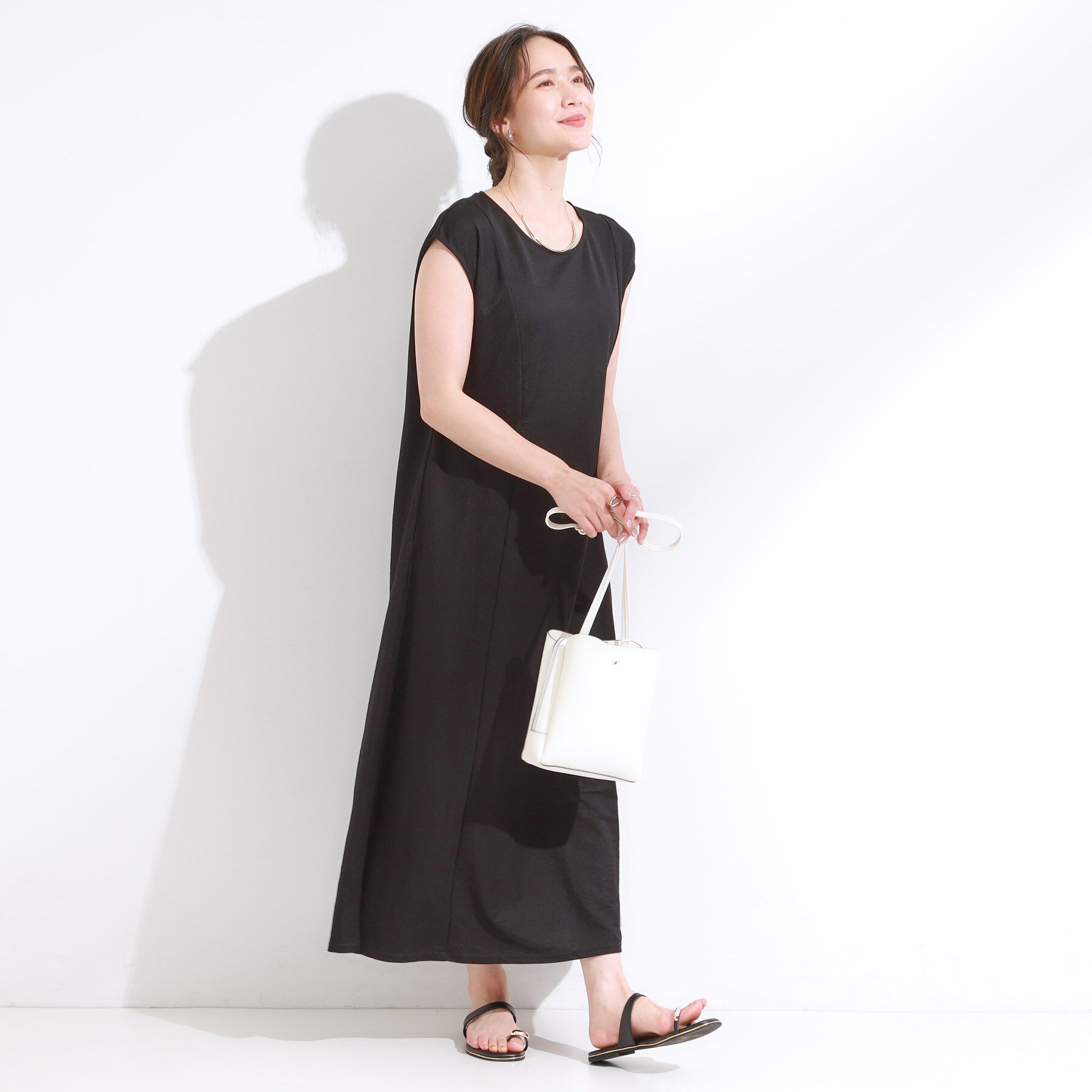 SHOO･LA･RUE「【S-LL/ひんやり】切替ラインですっきりと 1枚で着られるロングワンピース」|ワンピース|