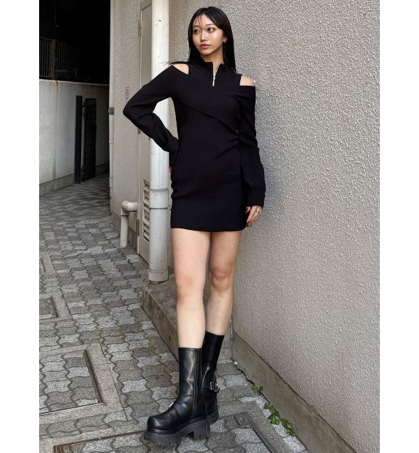 MURUA「カシュクールZIPニットワンピース」|ワンピース|