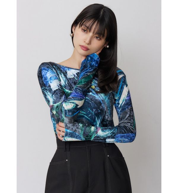 MURUA「ニュアンスプリントベロアトップス」|Tシャツ・カットソー|