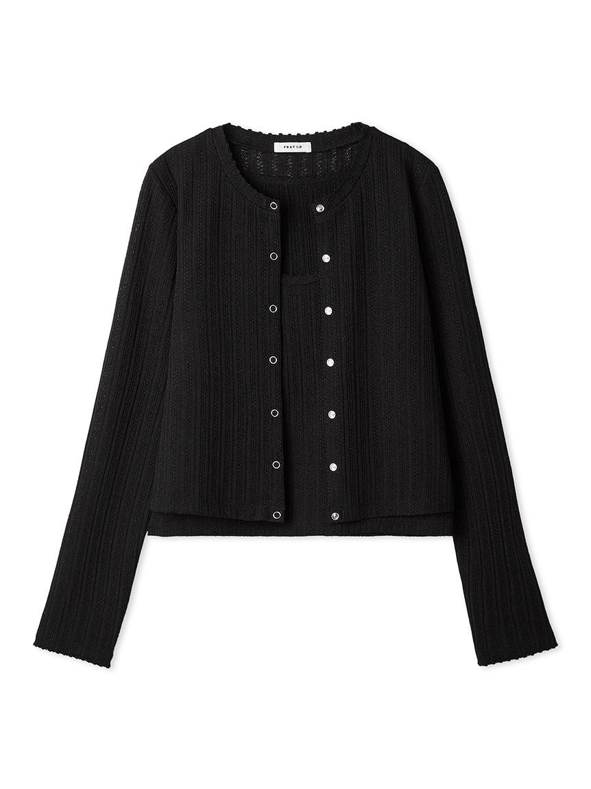 FRAY I.D「レースカットソーアンサンブル」|カーディガン|BLK