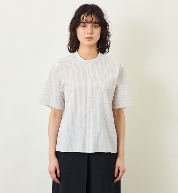 MACKINTOSH PHILOSOPHY「GREY LABEL コットンコードボイル バンドカラーシャツ」|シャツ・ブラウス|