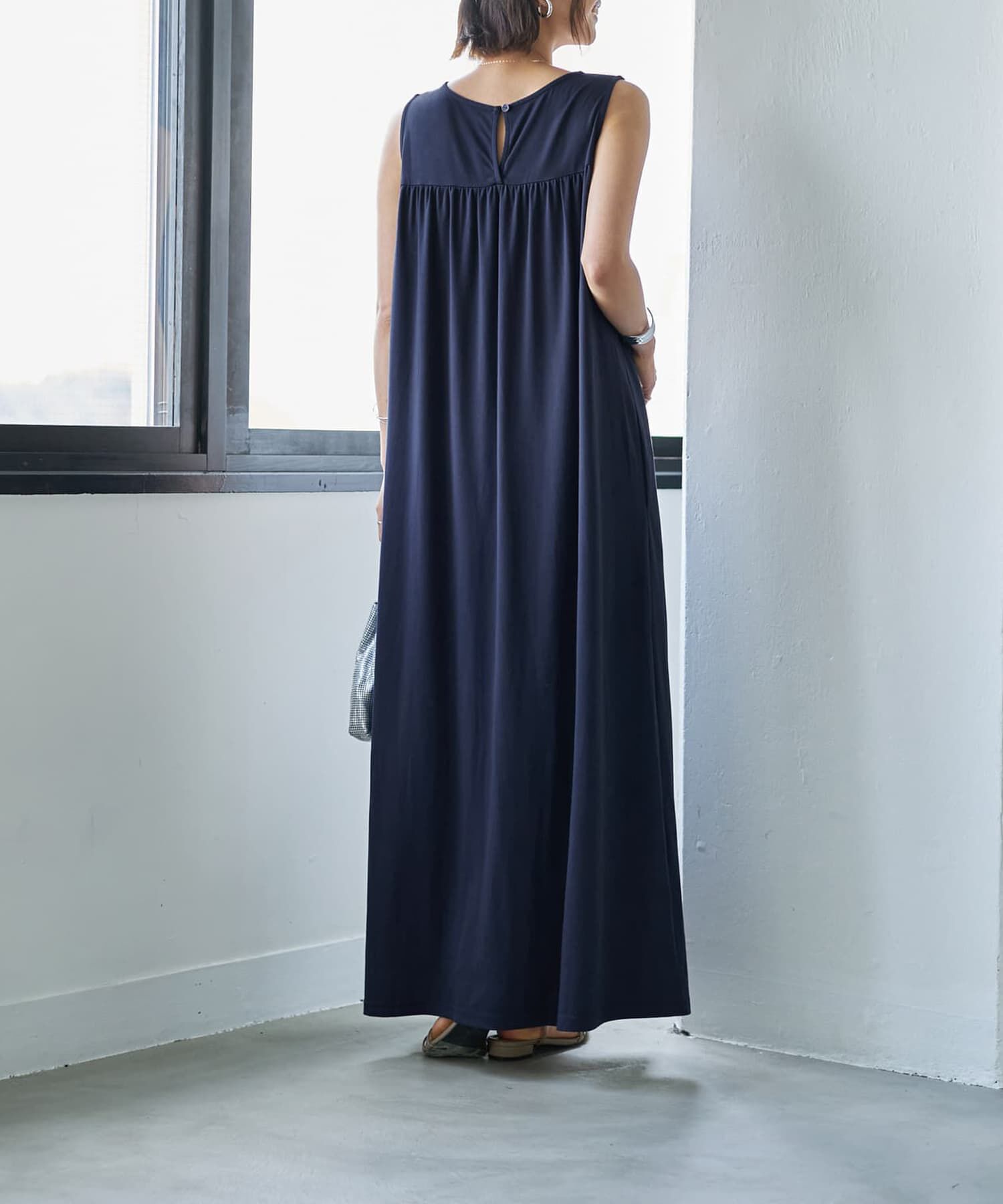 STYLE DELI「デコルテがシアーなドット柄カットソーワンピース」|ワンピース|