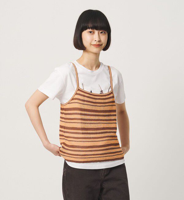BEAUTY&YOUTH UNITED ARROWS「コットン メッシュ ボーダー キャミソール」|キャミソール|DK.BROWN
