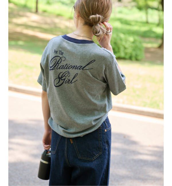 OUTDOOR PRODUCTS Usual Things「Rational Girl コットンフライスリンガーTEE」|Tシャツ・カットソー|グレーA