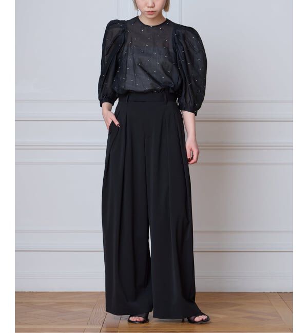 IENA LA BOUCLE「《追加》IENA LA BOUCLE コットンオーガンザエンブロイダリーパフィーブラウス」|シャツ・ブラウス|