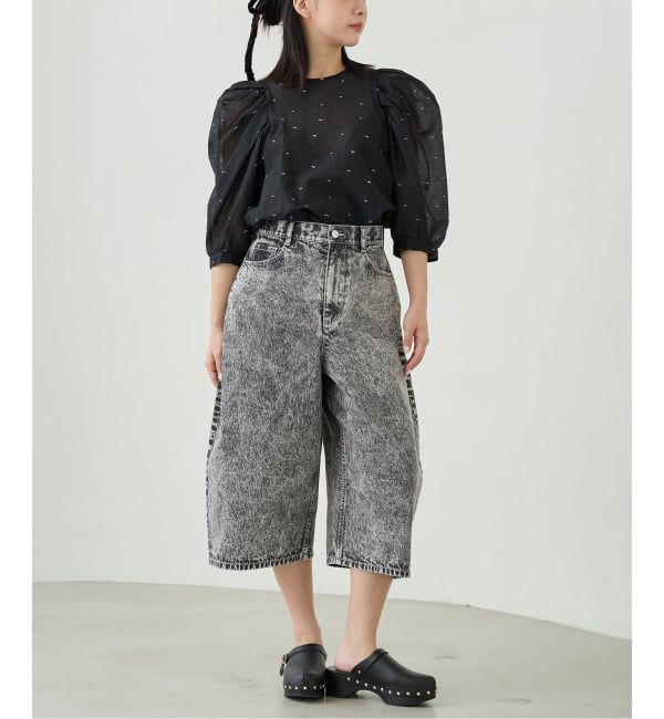 IENA LA BOUCLE「《追加》IENA LA BOUCLE コットンオーガンザエンブロイダリーパフィーブラウス」|シャツ・ブラウス|