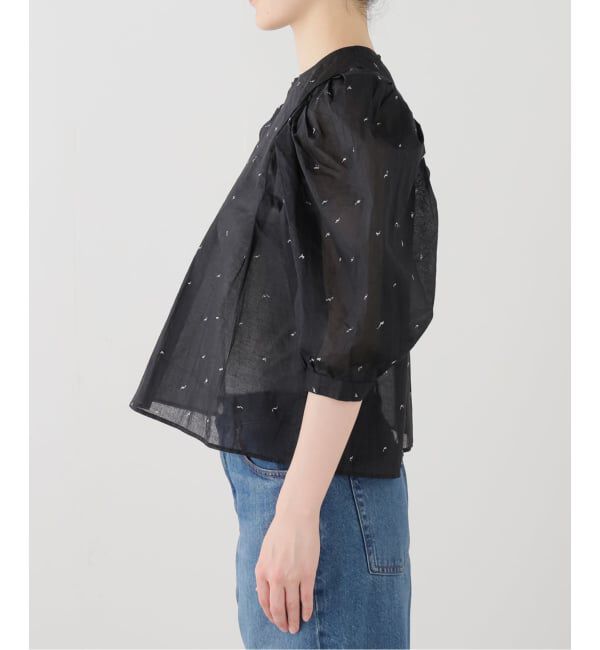 IENA LA BOUCLE「《追加》IENA LA BOUCLE コットンオーガンザエンブロイダリーパフィーブラウス」|シャツ・ブラウス|