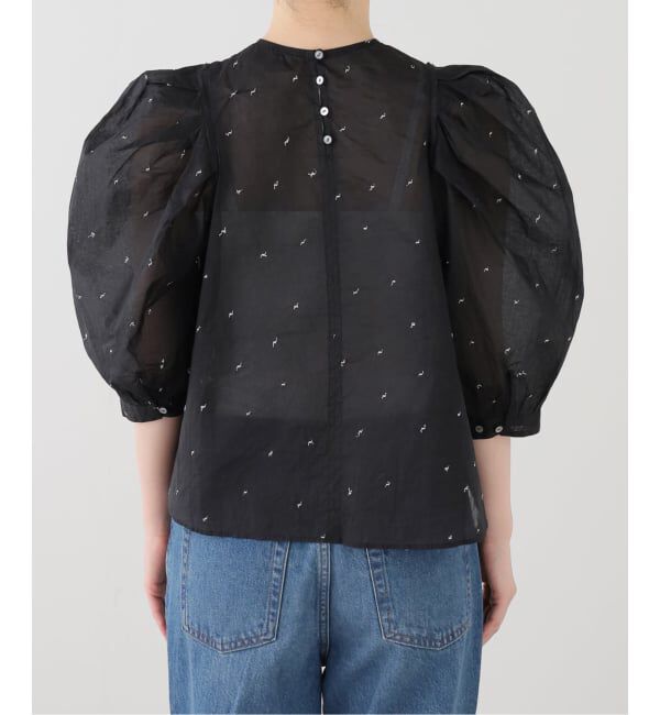 IENA LA BOUCLE「《追加》IENA LA BOUCLE コットンオーガンザエンブロイダリーパフィーブラウス」|シャツ・ブラウス|