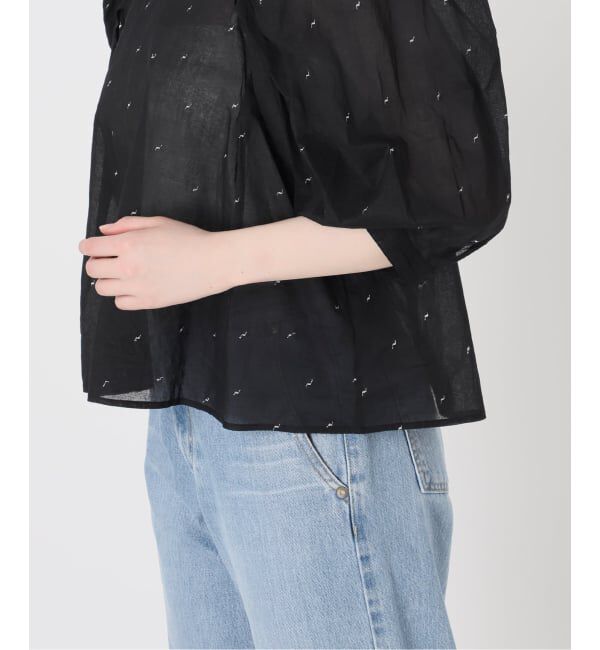 IENA LA BOUCLE「《追加》IENA LA BOUCLE コットンオーガンザエンブロイダリーパフィーブラウス」|シャツ・ブラウス|