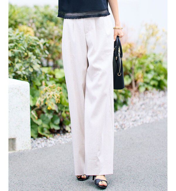 自由区「【SHIHOさん着用・セットアップ対応】リネンストレッチワイド パンツ」|その他|フラックス